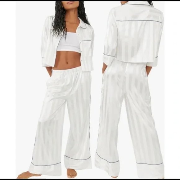 Free People Pajama Party Sleep Set Ivory NWT Size Large - Picture 2 of 3